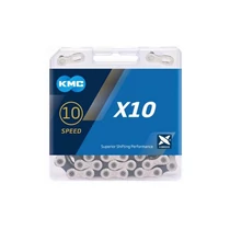 Kmc lánc kmc x10 1/2x11/128 114 szem  műanyag dobozban 10 sebesség ezüst/fekete