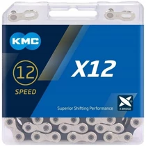 Kmc lánc kmc x12 1/2x11/128 126 szem műanyag dobozban 12 sebesség ezüst/fekete