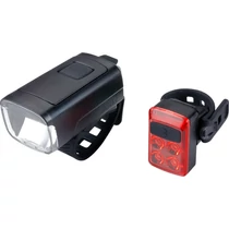 BBB Cycling kerékpáros lámpa szett BLS-231 StudCombo, 200 és 16 lumen, 4 és 3 mód, micro USB tölthető 2500 és 500 mAh akku (első és hátsó), gumis felfogatással
