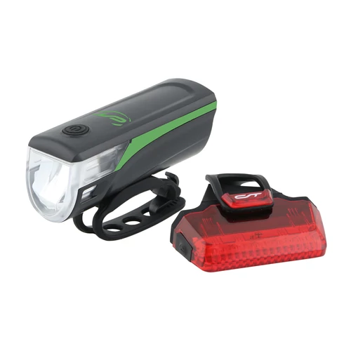 Contec Speed-LED USB akkumulátoros első+hátsó lámpa [zöld]