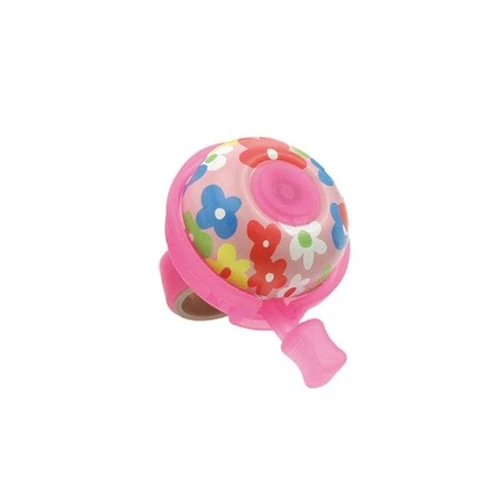 Kerékpár csengő alu virágos 45mm pink