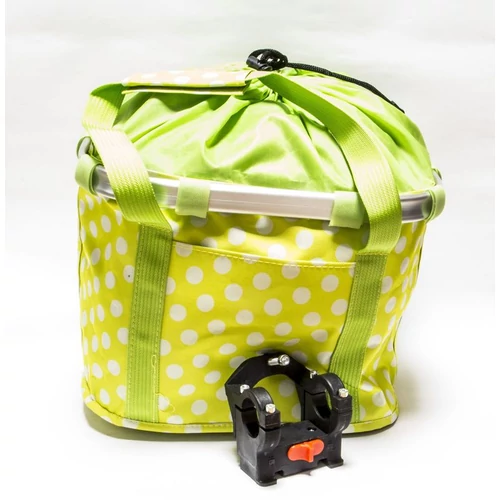 Kerékpár első adapteres kosár szövet zöld/sárga pöttyös