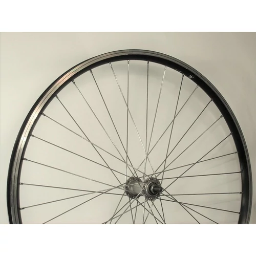 Kerék 26-os első duplafalú mach1 fekete felni menetes alu. agy ezüst
