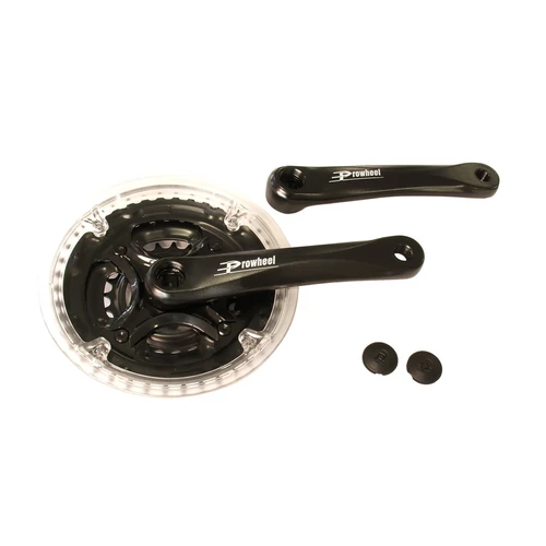 Prowheel hajtómű mtb alu 24/3/42t 170m my-ac49, fekete átlátszó láncvédővel