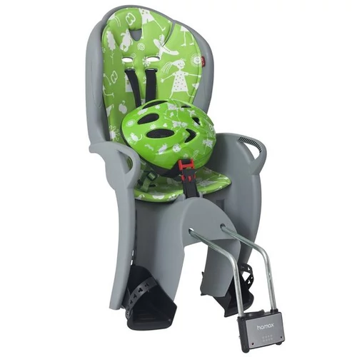 Hamax gyerekülés hátra vázra kiss biztonsági csomag szürke/zöld párnával sisakkal hamax