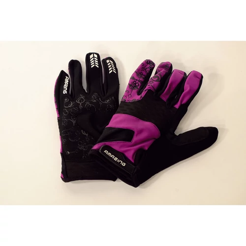 Kesztyű l lila/fekete hosszú amazing