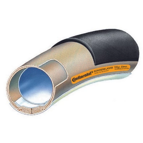 Continental tömlős kerékpáros külső gumi 28x23mm Sonderklasse II fekete/fekete, Skin