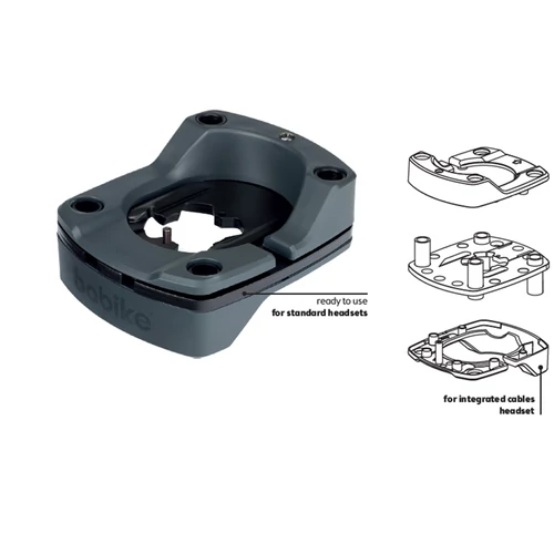 Bobike A-Head adapter Plus, integrált kábelvezetésű kormánycsapágyakkal is - Mini első gyerekülésekhez és szélvédőkhöz, fekete