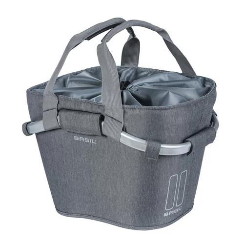 Basil első kosár Classic Carry All Front Basket, KF kompatibilis, kormányadapter nélkül (BA 70177), szürke