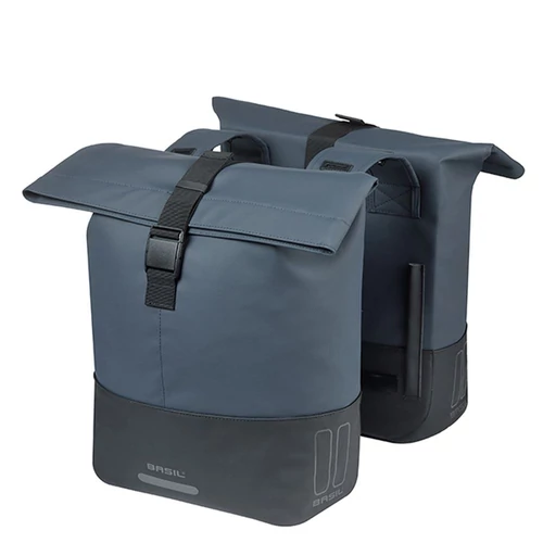 Basil dupla táska Cove Double Pannier Bag, 28-32 l, navy kék/fekete