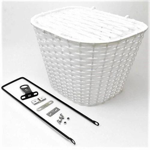 Kerékpár első kosár pálcás rögzítéssel fehér