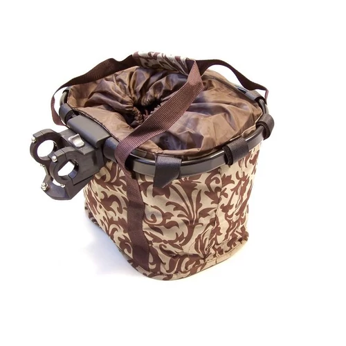 Kerékpár első adapteres kosár textil alukeretes barna mintás