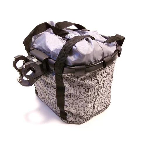 Kerékpár első adapteres kosár textil alukeretes szürke mintás