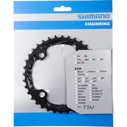 Lánckerék 36F Shimano FCT521 fekete 3x10 PCD 104MM