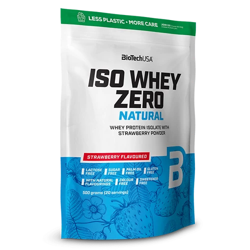 Iso Whey Zero Natural tejsavófehérje izolátum alapú italpor - 500 g eper ízű