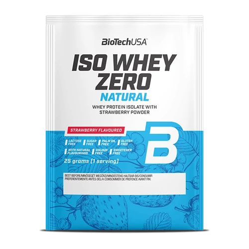 Iso Whey Zero Natural tejsavófehérje izolátum alapú italpor - 25 g eper ízű 10 db/csomag