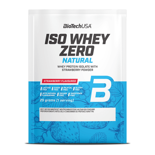 Iso Whey Zero Natural tejsavófehérje izolátum alapú italpor - 25 g eper ízű 10 db/csomag