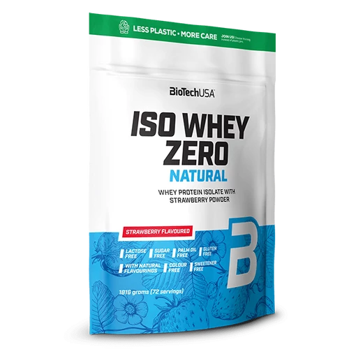 Iso Whey Zero Natural tejsavófehérje izolátum alapú italpor - 1816 g eper ízű