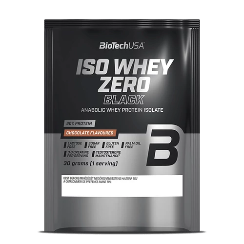 Iso Whey Zero Black tejsavófehérje-izolátum alapú italpor - 30 g csokoládé 10 db/csomag