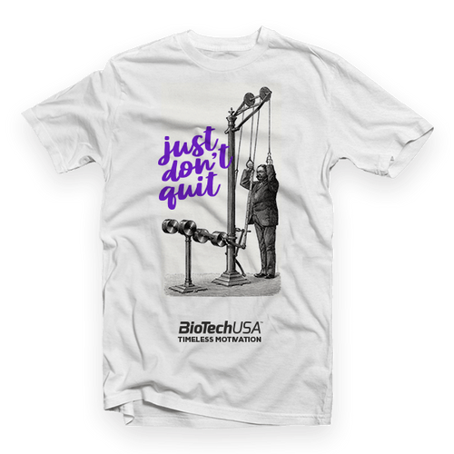 BiotechUSA póló Just don’t quit fehér
