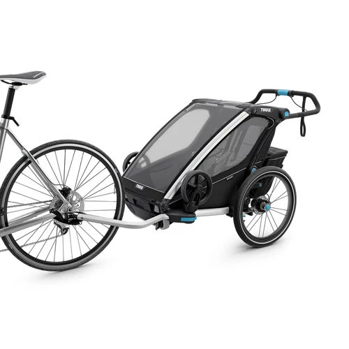 Utánfutó THULE CHARIOT SPORT 2 BLACK (kerékpáros, sétáló, és futó kit a csomagban) 2 gyereknek