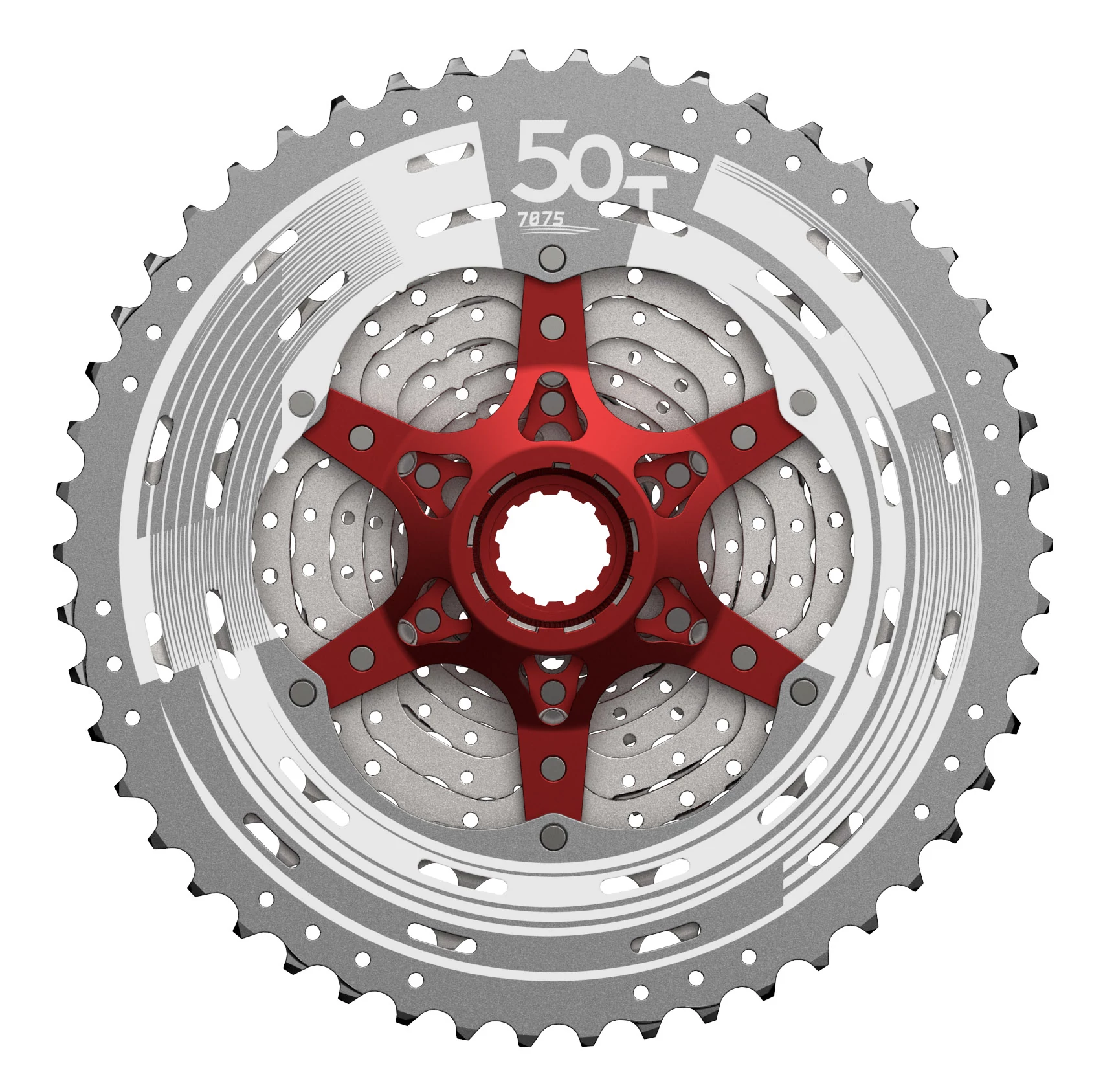 Sunrace CSMX80 11 sebességes fogaskeréksor [ezüst-piros, 11-50]