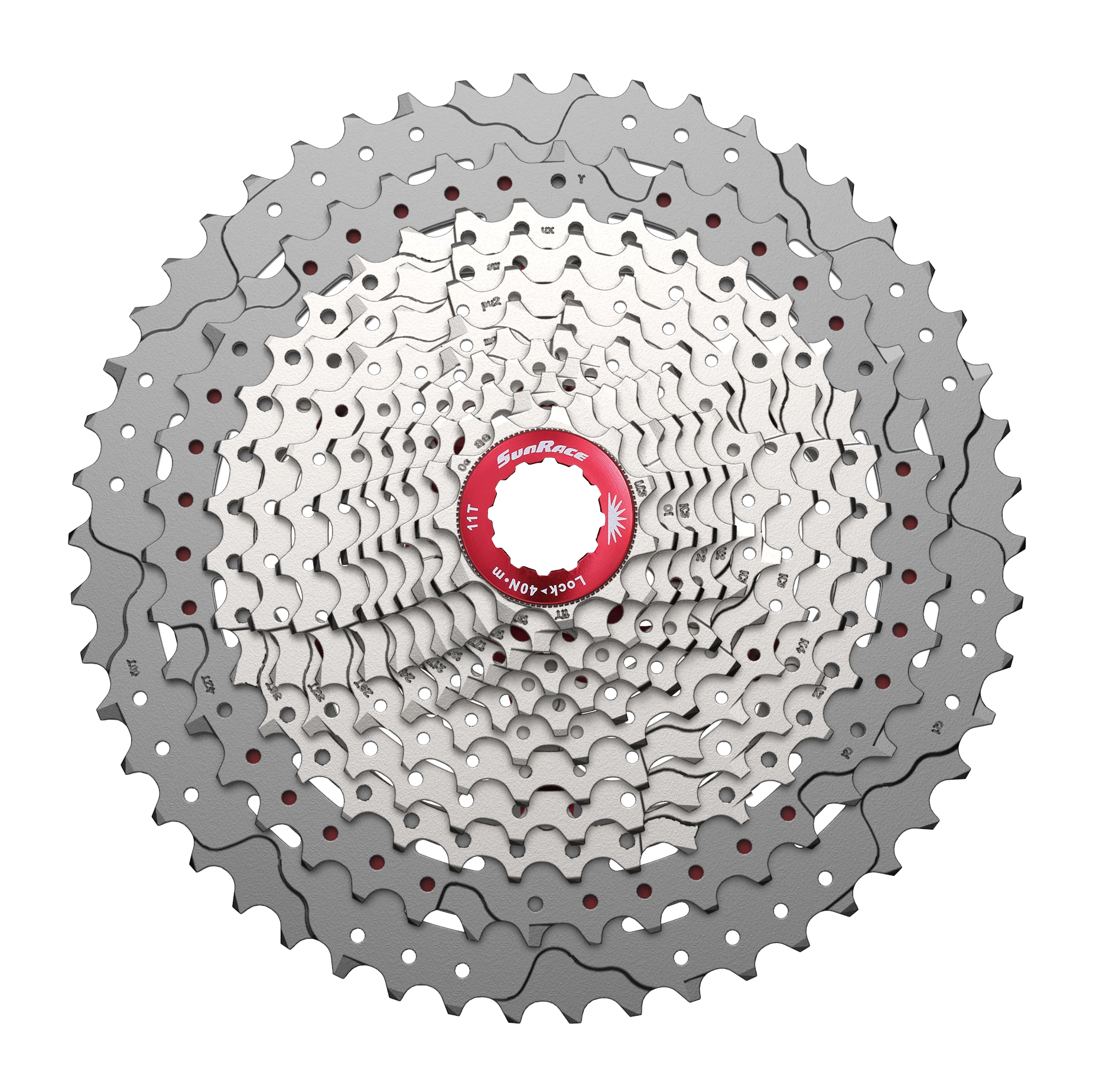 Sunrace CSMZ90 WA5 12 sebességes fogaskeréksor [ezüst-piros, 11-50]