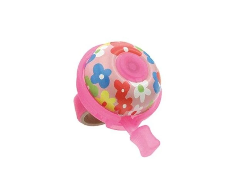 Kerékpár csengő alu virágos 45mm pink
