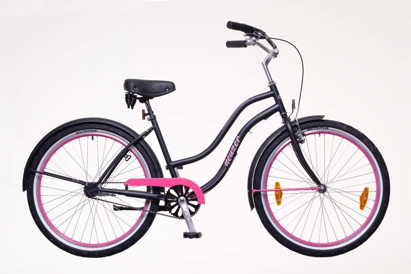 Neuzer sunset női városi kerékpár matt fekete/magenta