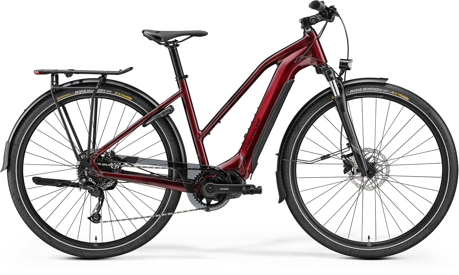 MERIDA 2022 eSPRESSO 400 S EQ NŐI ELEKTROMOS VÁROSI KERÉKPÁR BORDÓ/FEKETE