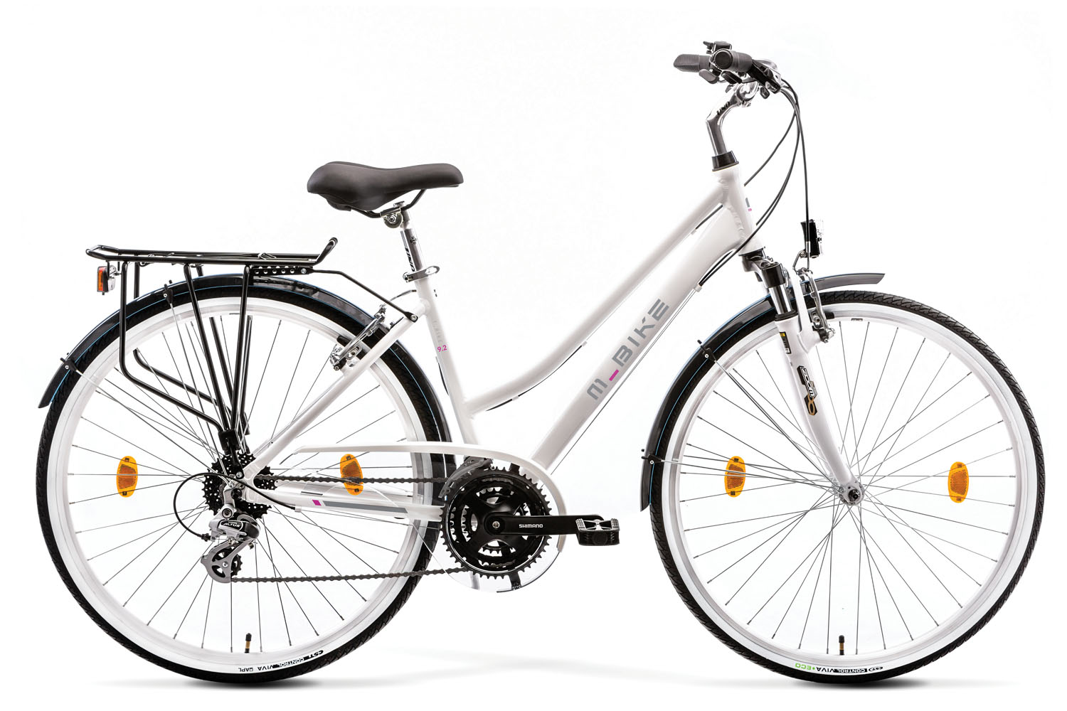 M-BIKE T_BIKE 9.2 NŐI, Trekking kerékpár SELYEM VILÁGOSRÓZSASZÍN 40cm, 28