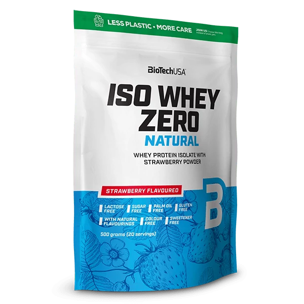 Iso Whey Zero Natural tejsavófehérje izolátum alapú italpor - 500 g eper ízű
