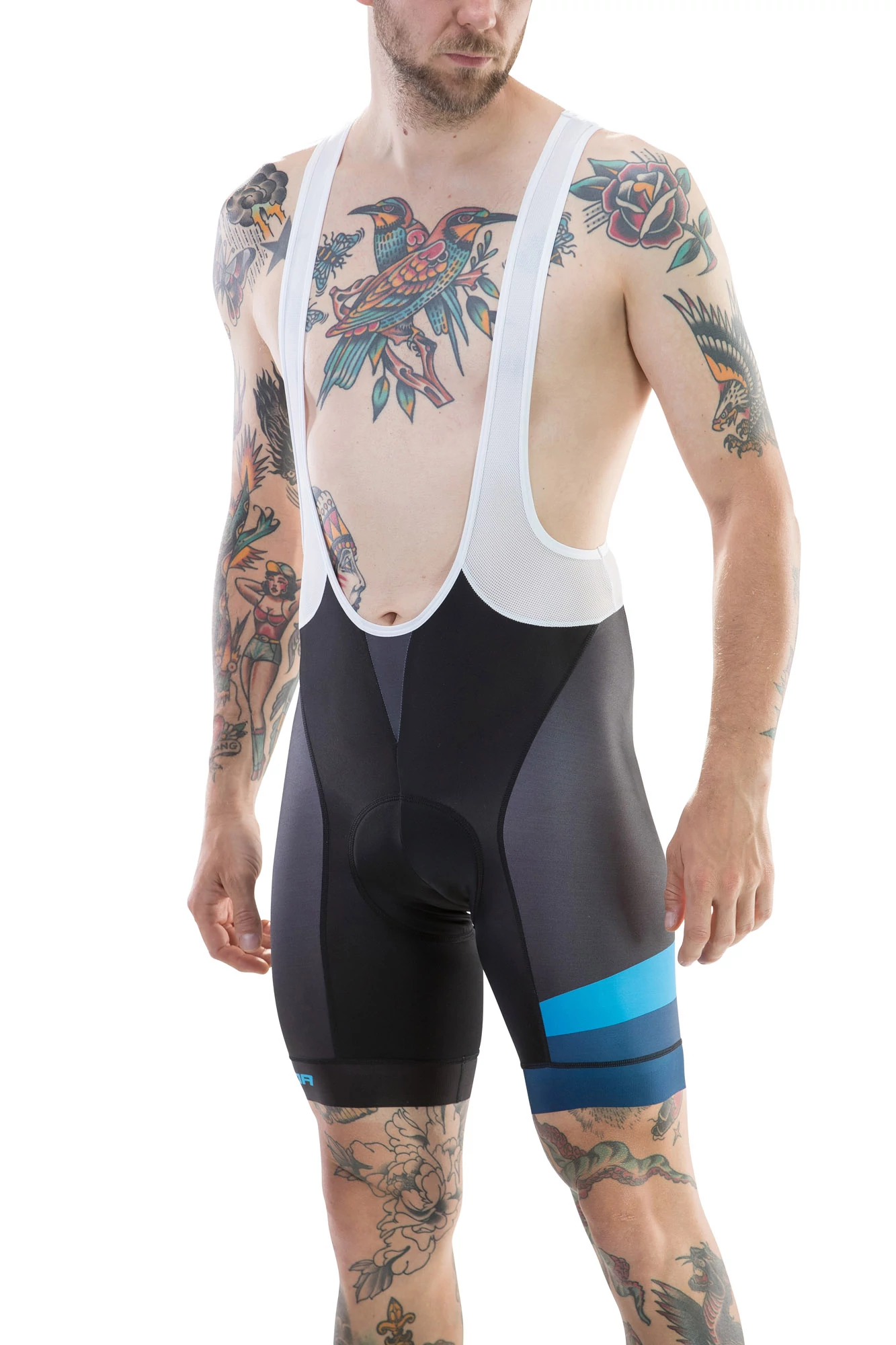 Nadrág MERIDA CX DESIGN rövid L fekete/kék kantáros - 740566-422