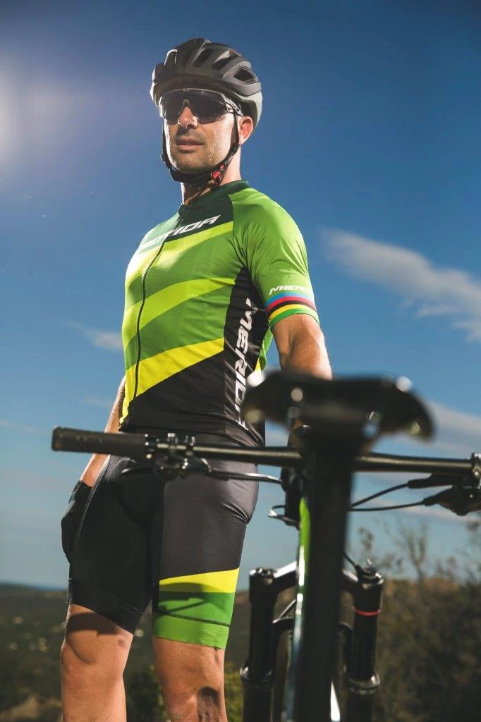 Nadrág MERIDA CX DESIGN PREMIUM rövid XXL fekete/zöld kantáros - 760022-1015