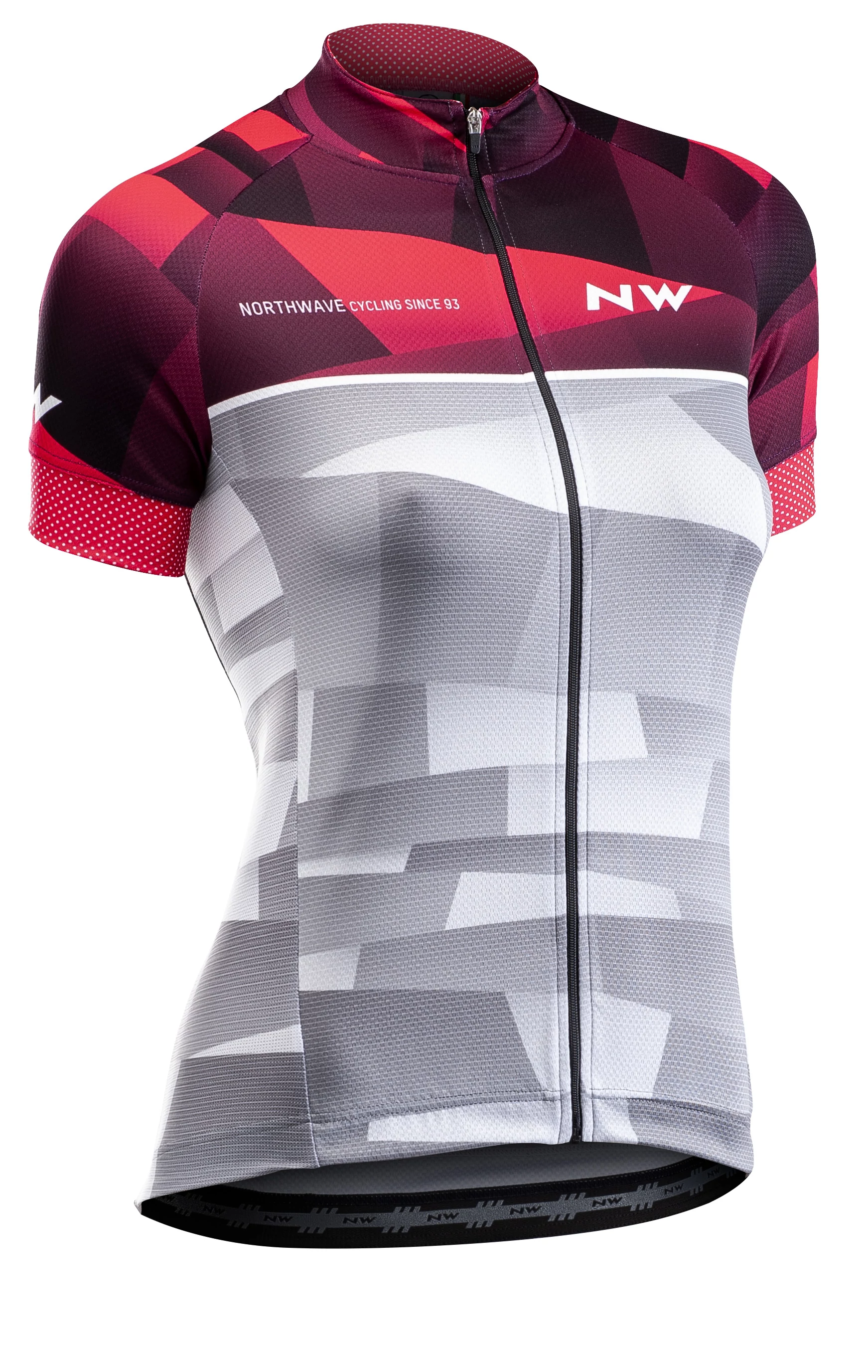 Northwave Origin WMN női rövid ujjú mez, szürke/bordó/fehér szín, XL méret